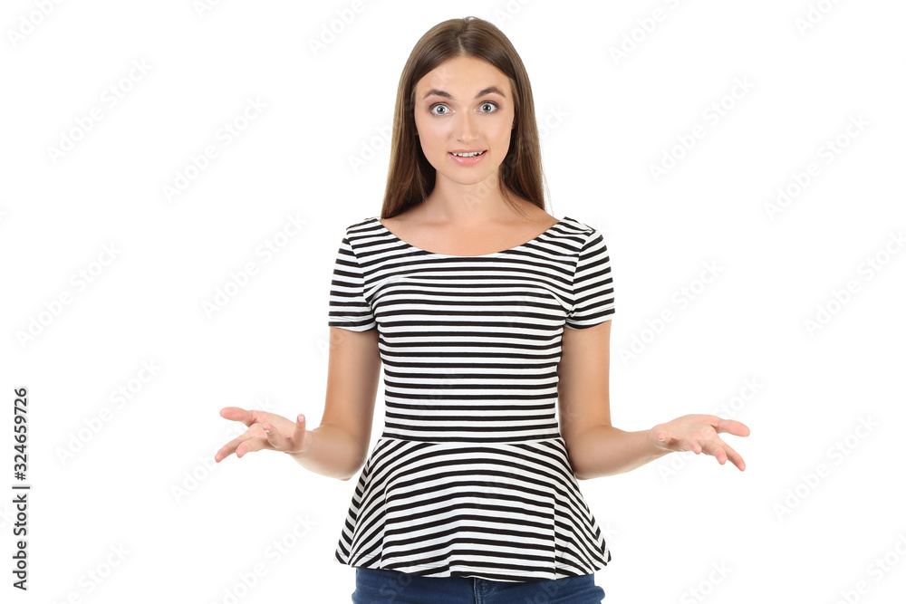Young woman in fashion clothing isolated on white background Young woman in fashion clothing isolated on white background