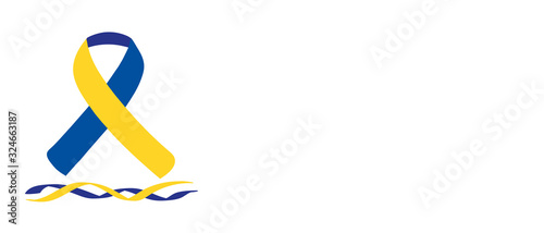 Vector illustration promoting World Down Syndrome Day,blue-yellow ribbon,illustration graphics for poster or banner.