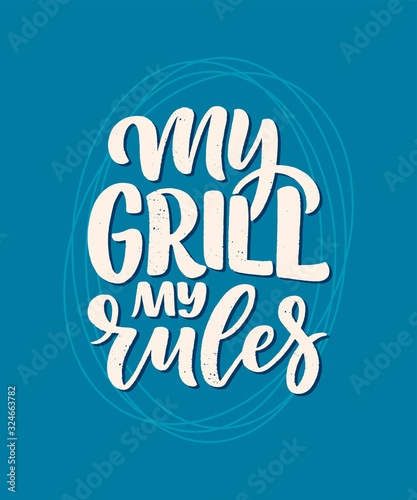 Bbq fun slogan, great design for any purposes. Lettering for family dinner design. Funny print, poster and banner with phraase about barbeque. Summer card. Vector