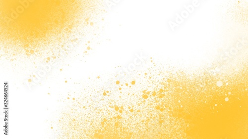 Digital illustration rectangular horizontal background yellow with white airbrush splashes. Print for fabrics, posters, banners, web design, cards, paper packaging and products, scrapbooking.