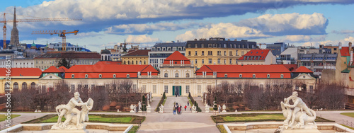 City landscape - view of the Lower Belvedere Palace and the park near it, in the city of Vienna, Austria