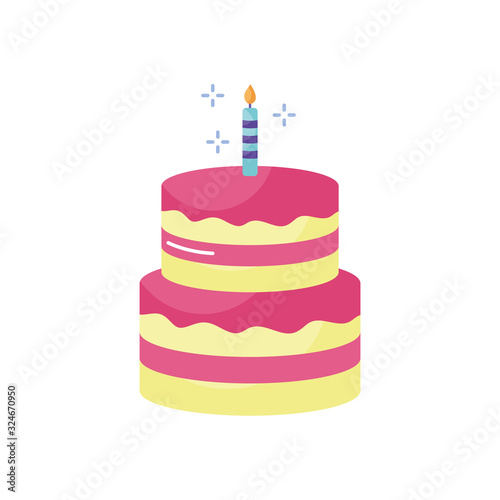 Happy birthday cake flat style icon vector design