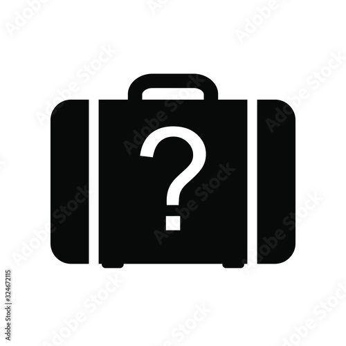 Briefcase icon with a question sign. Lost & found icon. Vector illustration