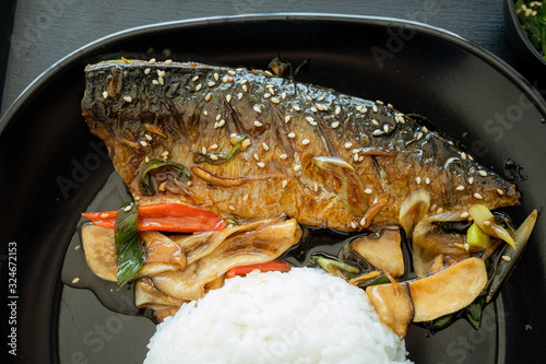 Saba fish grilled soy sauce - Grilled Mackerel (Saba Shioyaki)