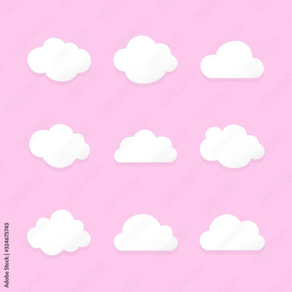 Seamless vector pattern white clouds on pink.