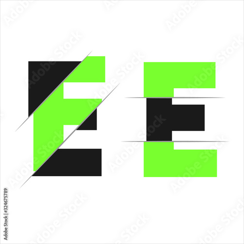 Free Download E Letter Logo Design cutted in the middle with a red line and with sharp edges. Creative logo design. Fashion icon design template. - GFXLoad