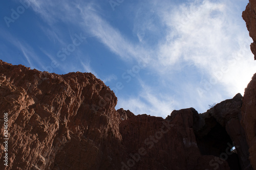 Canyon ridge with blue sky background.