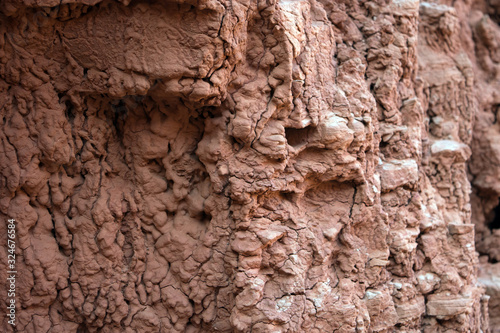 Close up of textured rock in a canyon.