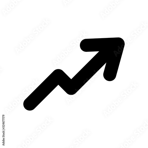 Trending icon. Trend sign. Business, revenue growth chart, graph symbol. Analytics, statistics signs. Up arrow symbol.