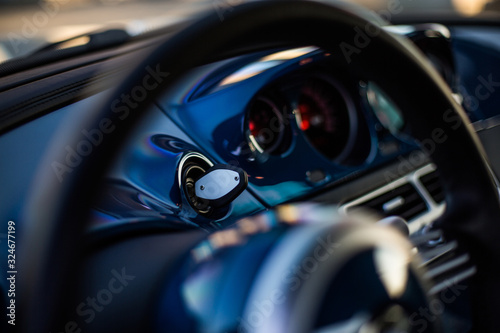 Direction wheel and speedometer of a black car © azerbaijan-stockers