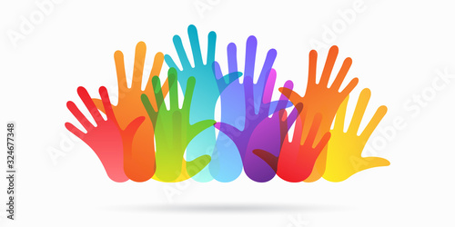 hands of different colors. cultural and ethnic diversity, vector illustration
