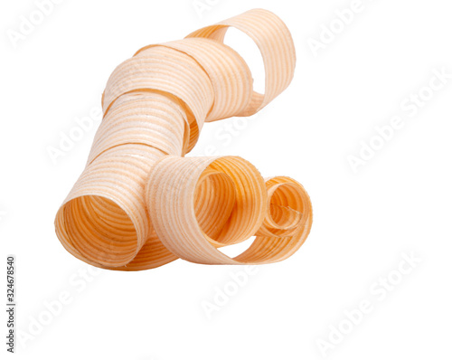 Wooden sawdust roll isolated on the white
