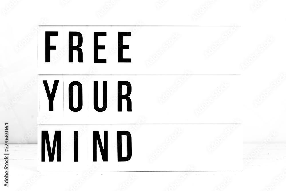Fototapeta Mental Health. Free Your Mind quote on vintage retro board. Concept. flat lay