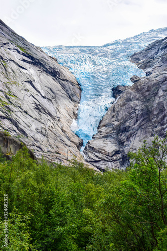 The Briksdalsbreen (Briksdal) glacier, which is the sleeve of the large Jostedalsbreen glacier in Norway. photo