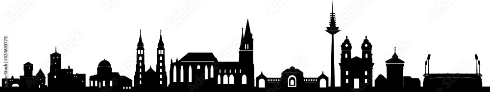 Nürnberg City Skyline Cityscape Outline Silhouette Vector Nürnberg City Skyline Cityscape Outline Silhouette Vector