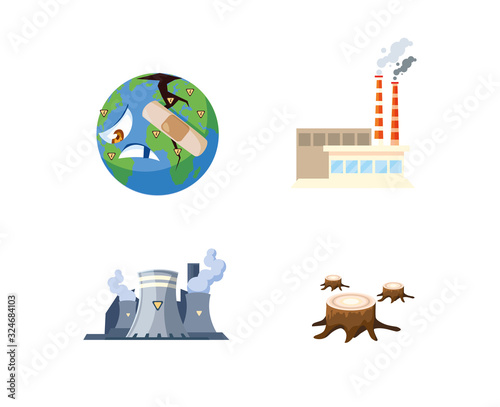 set of icons environmental pollution