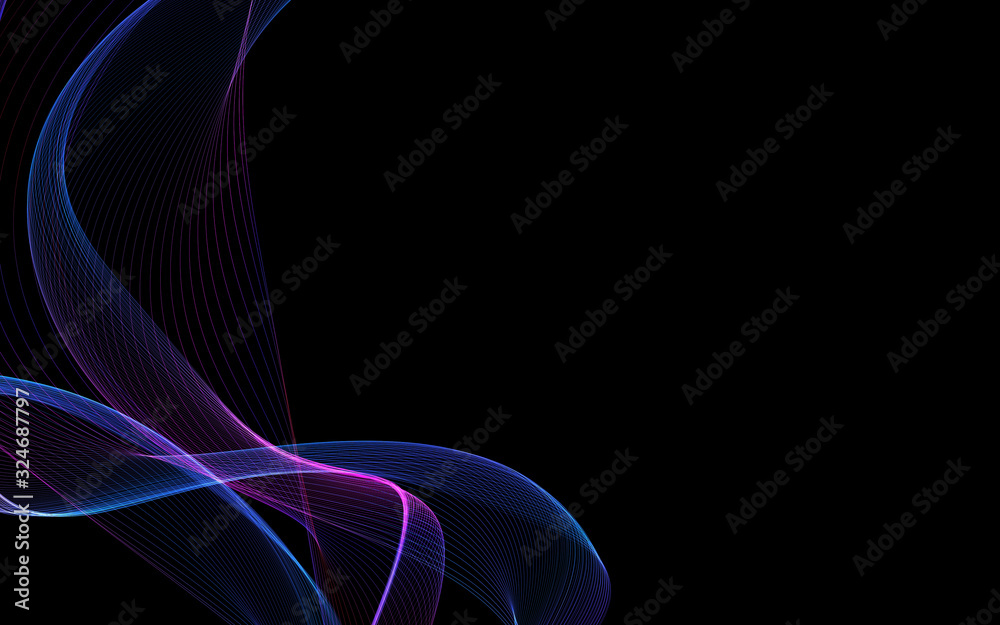 Obraz premium Dark abstract background with a glowing abstract waves