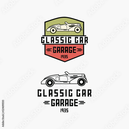 classic car garage badge vector logo design