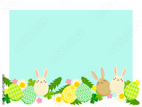 イースターエッグとうさぎのイラスト