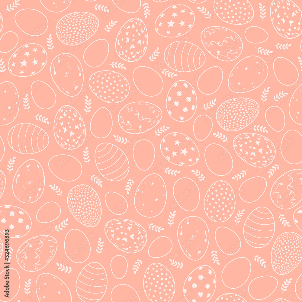Easter seamless pattern with eggs on a pink background. Easter seamless pattern with eggs on a pink background.