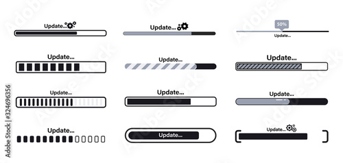 Download, Update and upgrade system bar or indicators. Upgrade application progress icon for graphic, web design, application or software. Loading or Download process or status