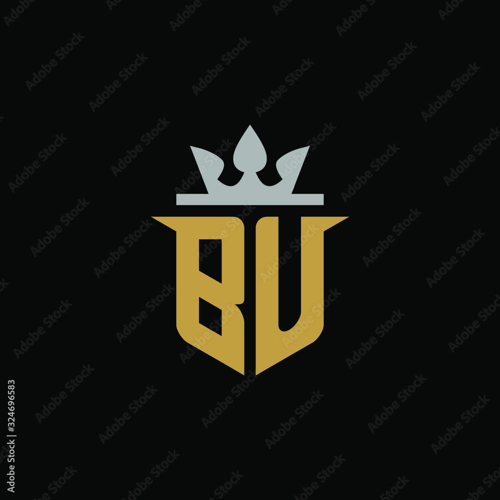 Initial Letter BU Shield King Logo Design Initial Letter BU Shield King Logo Design