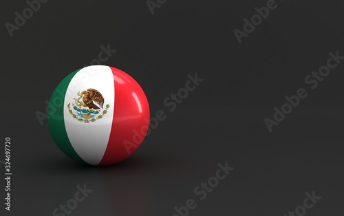 mexico flag. 3d ball flag of countries. country flag background. country flag rendering ball with dark. 
