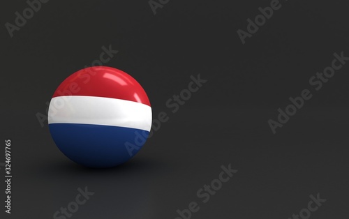 netherlands flag. 3d ball flag of countries. country flag background. country flag rendering ball with dark. 