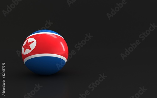 north korea flag. 3d ball flag of countries. country flag background. country flag rendering ball with dark. 