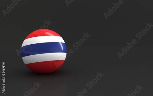 thailand flag. 3d ball flag of countries. country flag background. country flag rendering ball with dark. 