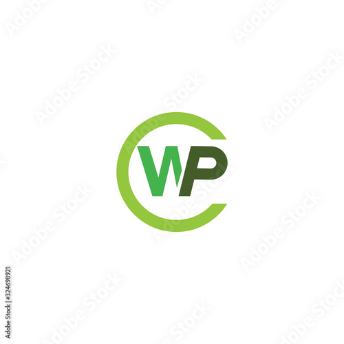 Initial letter wp or pw logo design template