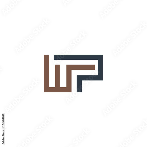 Initial letter wp or pw logo design template