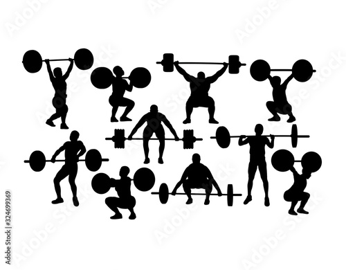 Weightlifting and Bodybuilding Silhouettes, art vector design