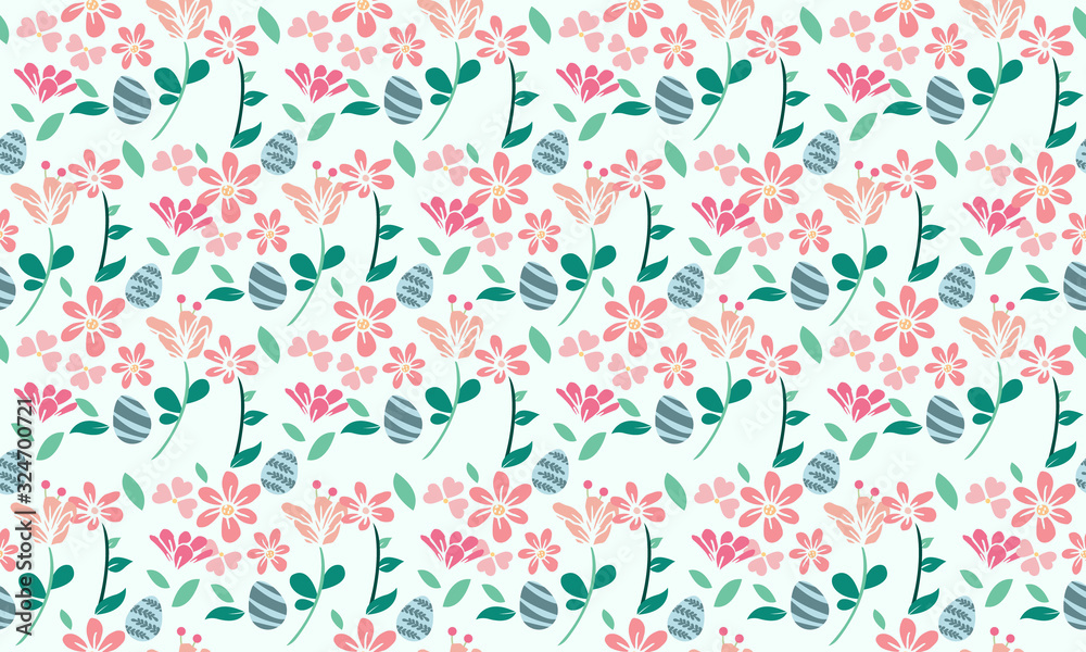 Modern Easter egg pattern background, with leaf and flower design. Modern Easter egg pattern background, with leaf and flower design.
