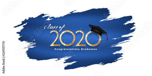 Vector text for graduation gold design, congratulation event, T-shirt, party, high school or college graduate. Lettering Class of 2020 for greeting, invitation card	