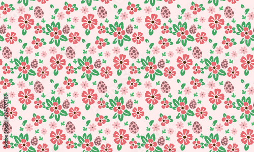 Elegant Easter egg pattern background, with ornate leaf and floral design.