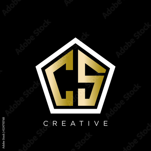 cs pentagon logo design vector icon