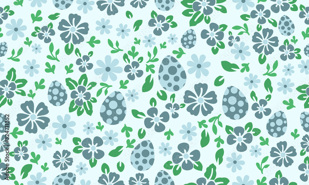 Seamless Easter egg pattern background, with leaf and floral cute design. Seamless Easter egg pattern background, with leaf and floral cute design.
