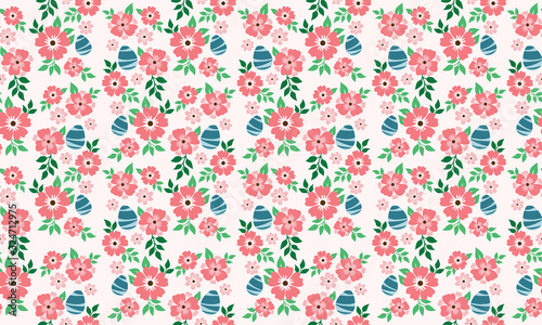 Floral pattern background for Easter, with egg and flower design.