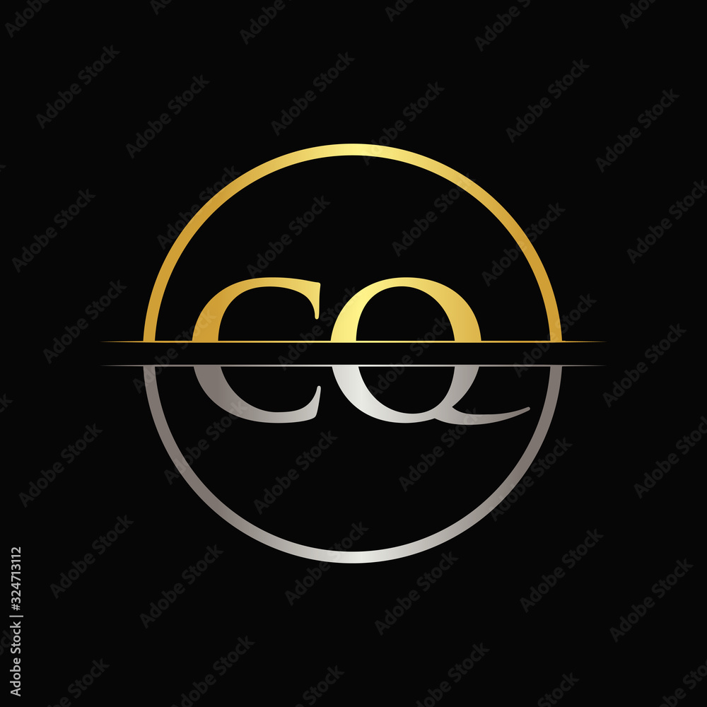 Initial Gold and Silver Color CQ Letter Logo Typography Vector Template. Creative Abstract Letter CQ Logo Design Initial Gold and Silver Color CQ Letter Logo Typography Vector Template. Creative Abstract Letter CQ Logo Design