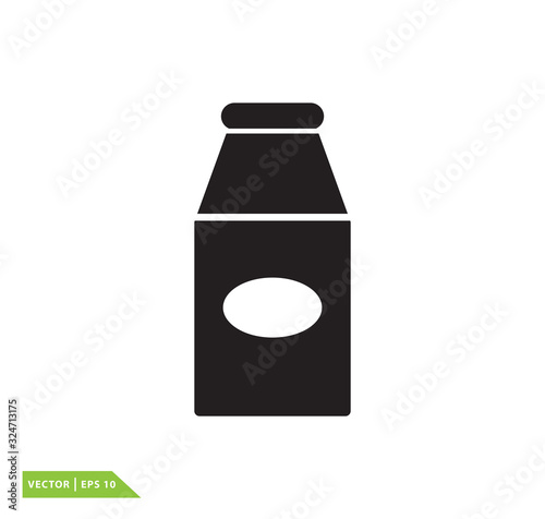 Milk bottle icon vector logo design template