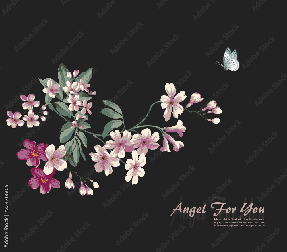 Fototapeta premium Flowers watercolor illustration.Manual composition.Big Set watercolor elements，Design for textile, wallpapers，Element for design,Greeting card