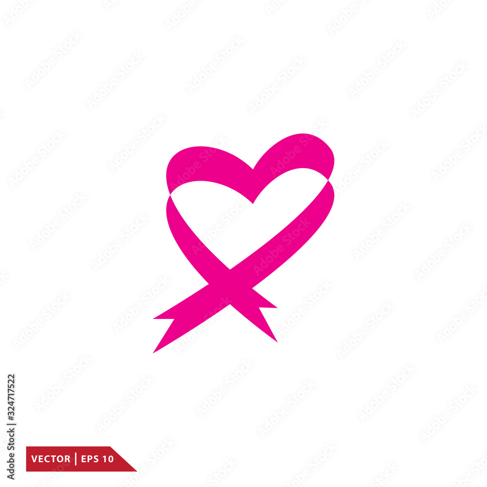 Pink ribbon icon vector logo design template Pink ribbon icon vector logo design template