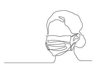 Fototapete Eine Linie Medizinische Gesichtsmaske einlinige Zeichnung  © feelartfeelant