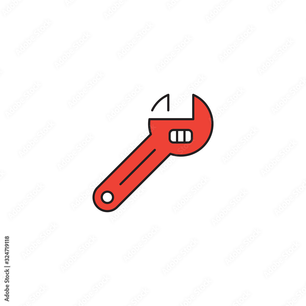 Adjustable wrench vector icon symbol tools isolated on white background Adjustable wrench vector icon symbol tools isolated on white background