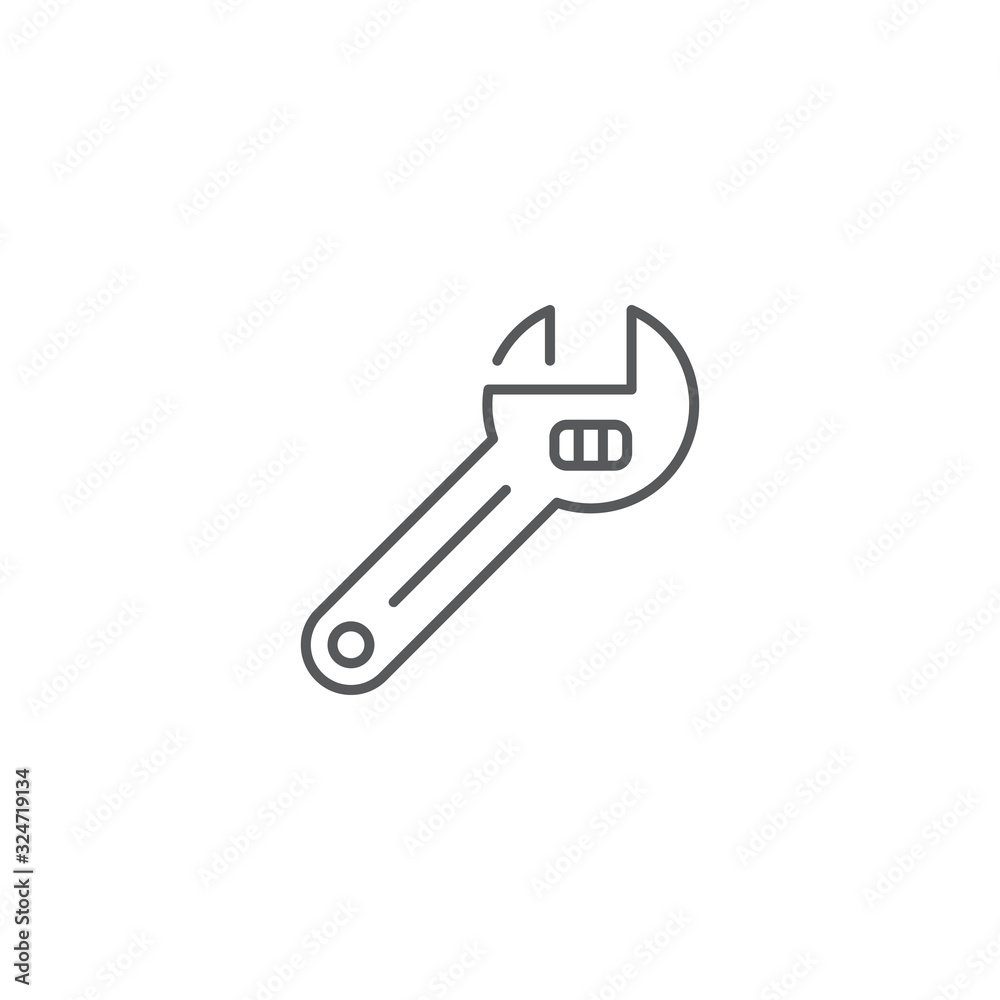 Adjustable wrench vector icon symbol tools isolated on white background Adjustable wrench vector icon symbol tools isolated on white background