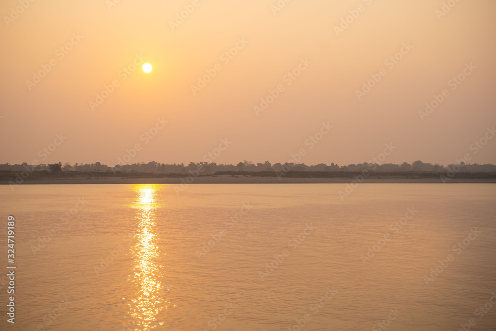 beautiful sunrise at Mekong river in Nakon Phanom