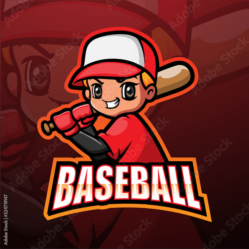 Wall Mural Baseball boy player esport logo design