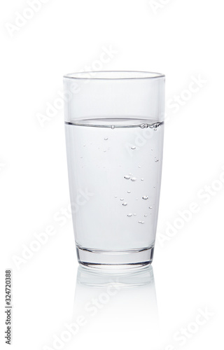 Glass of clean water isolated on white background.