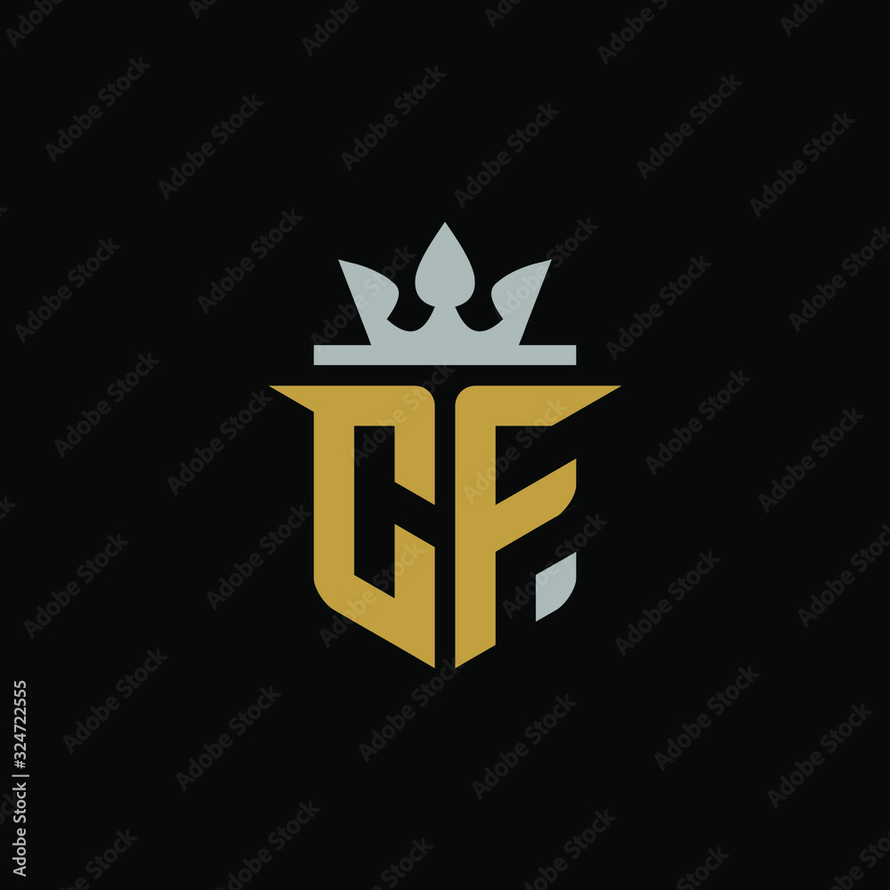 Initials Letter CF Shield King Logo Design Initials Letter CF Shield King Logo Design